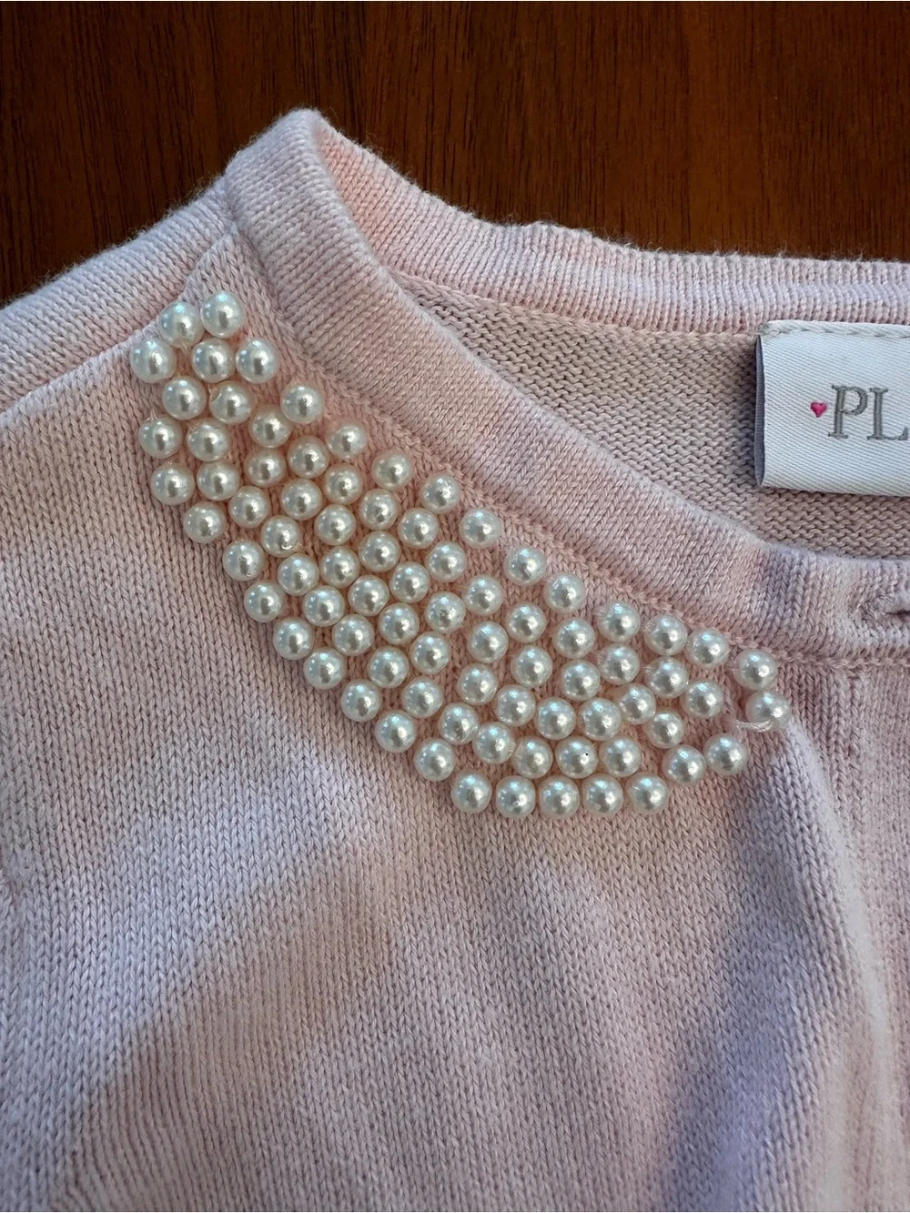 The Children's Place Light Pink Pearl Collar Cardigan ballet dance sweater